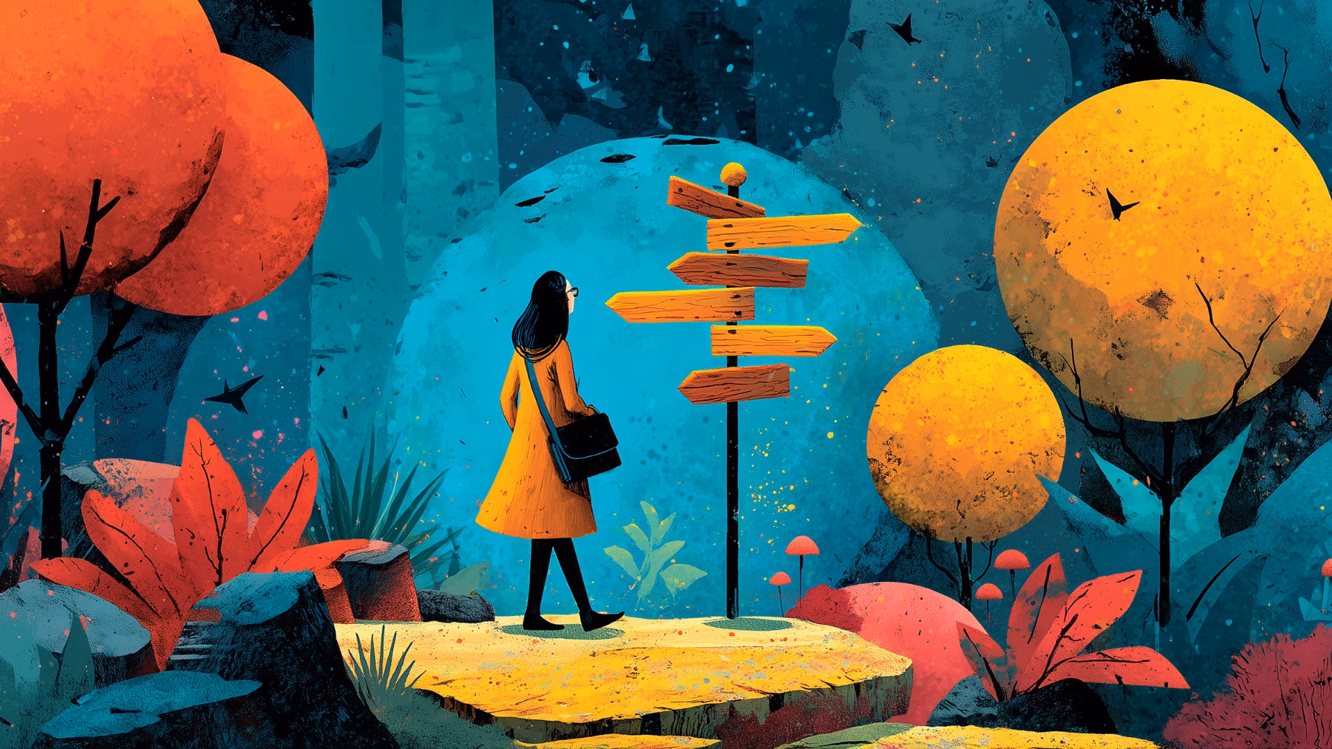 Blog-Wegweiser Frau vor Schild